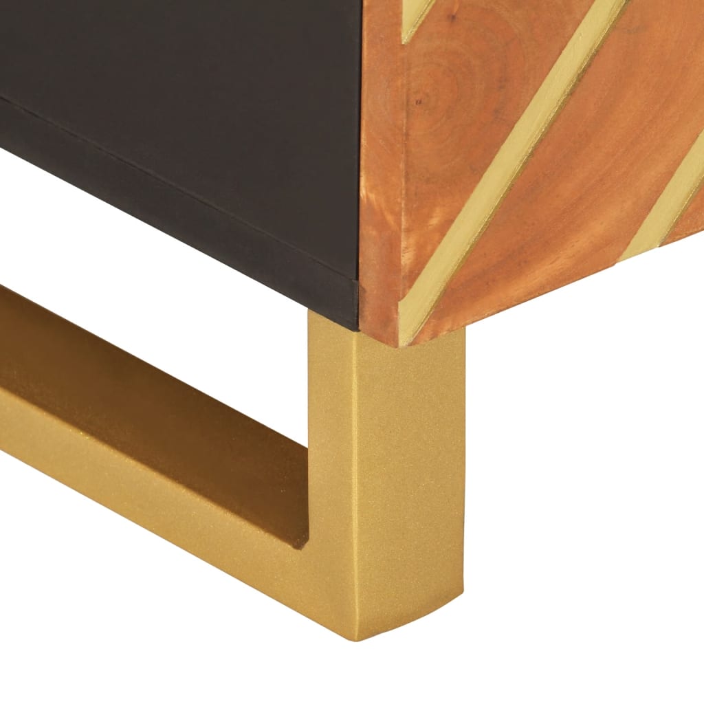 Table basse marron et noir 80x50x40 cm en manguier massif