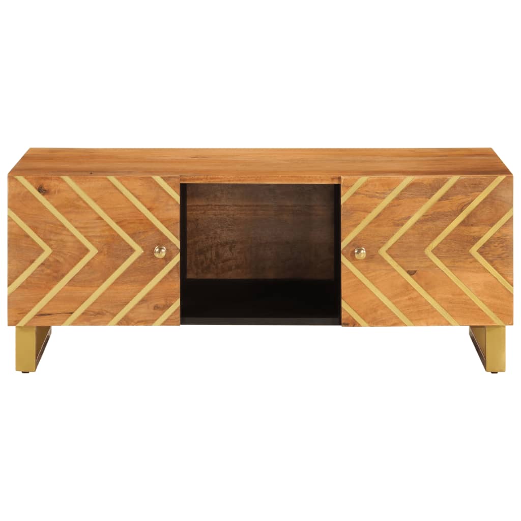 Table basse marron et noir 100x54x40 cm en bois de manguier massif