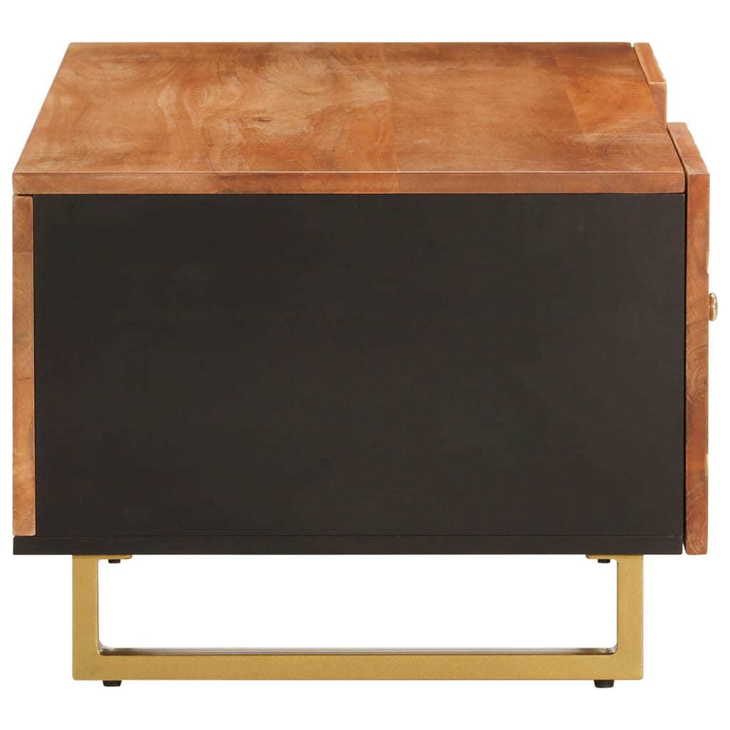Table basse marron et noir 100x54x40 cm en bois de manguier massif