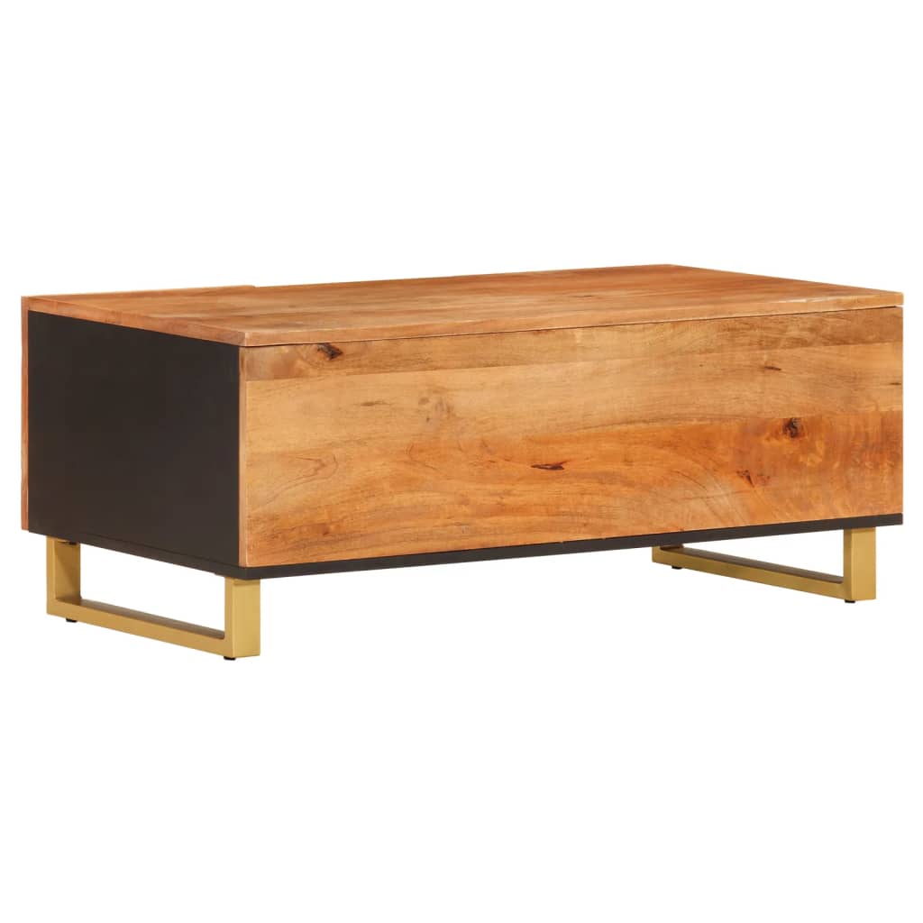 Table basse marron et noir 100x54x40 cm en bois de manguier massif