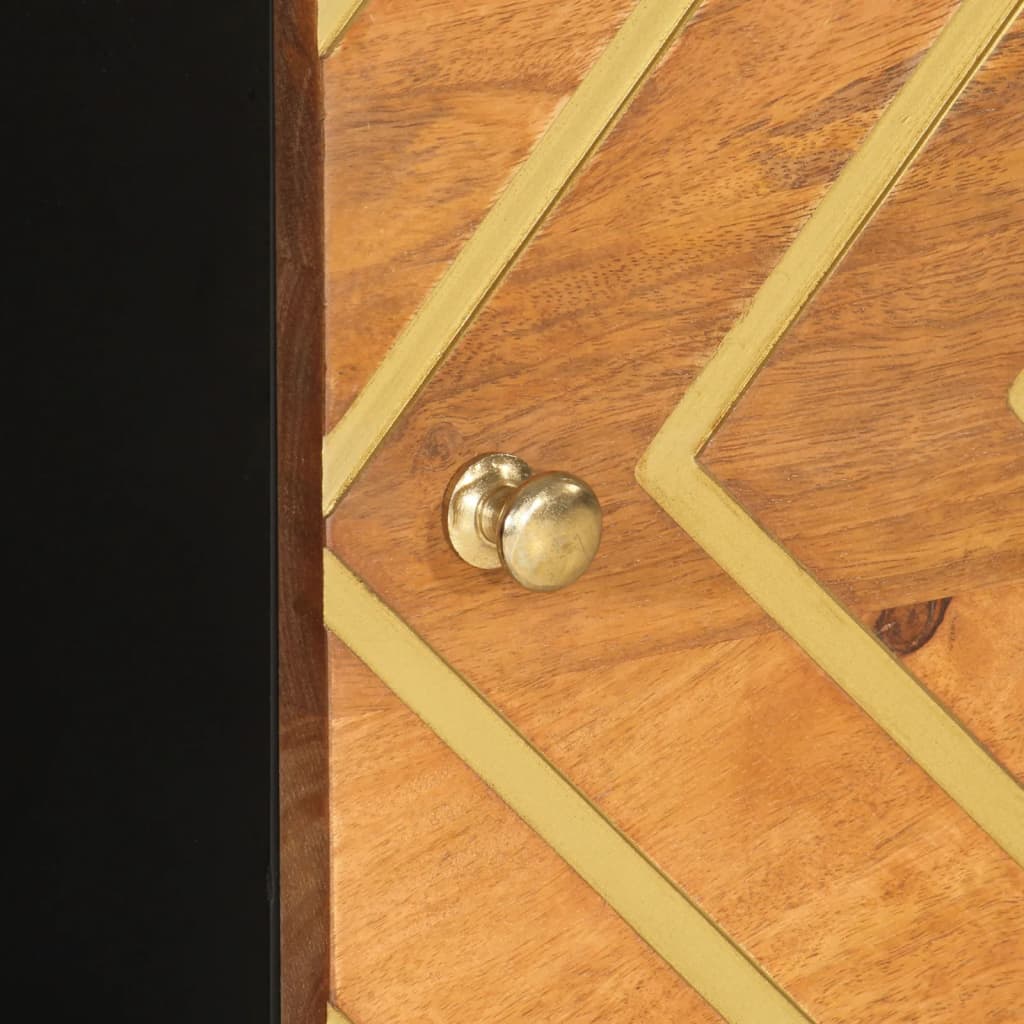 Table basse marron et noir 100x54x40 cm en bois de manguier massif