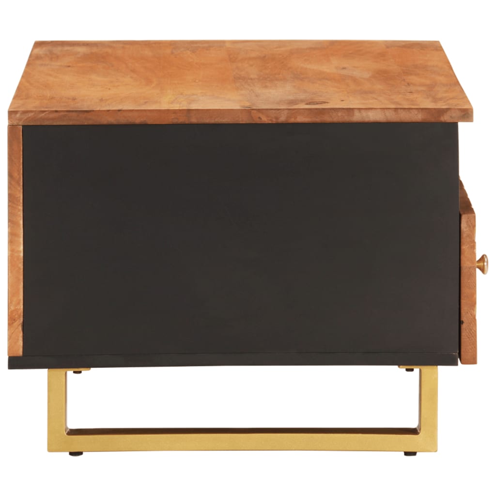 Table basse marron et noir 80x54x40 cm en bois de manguier massif