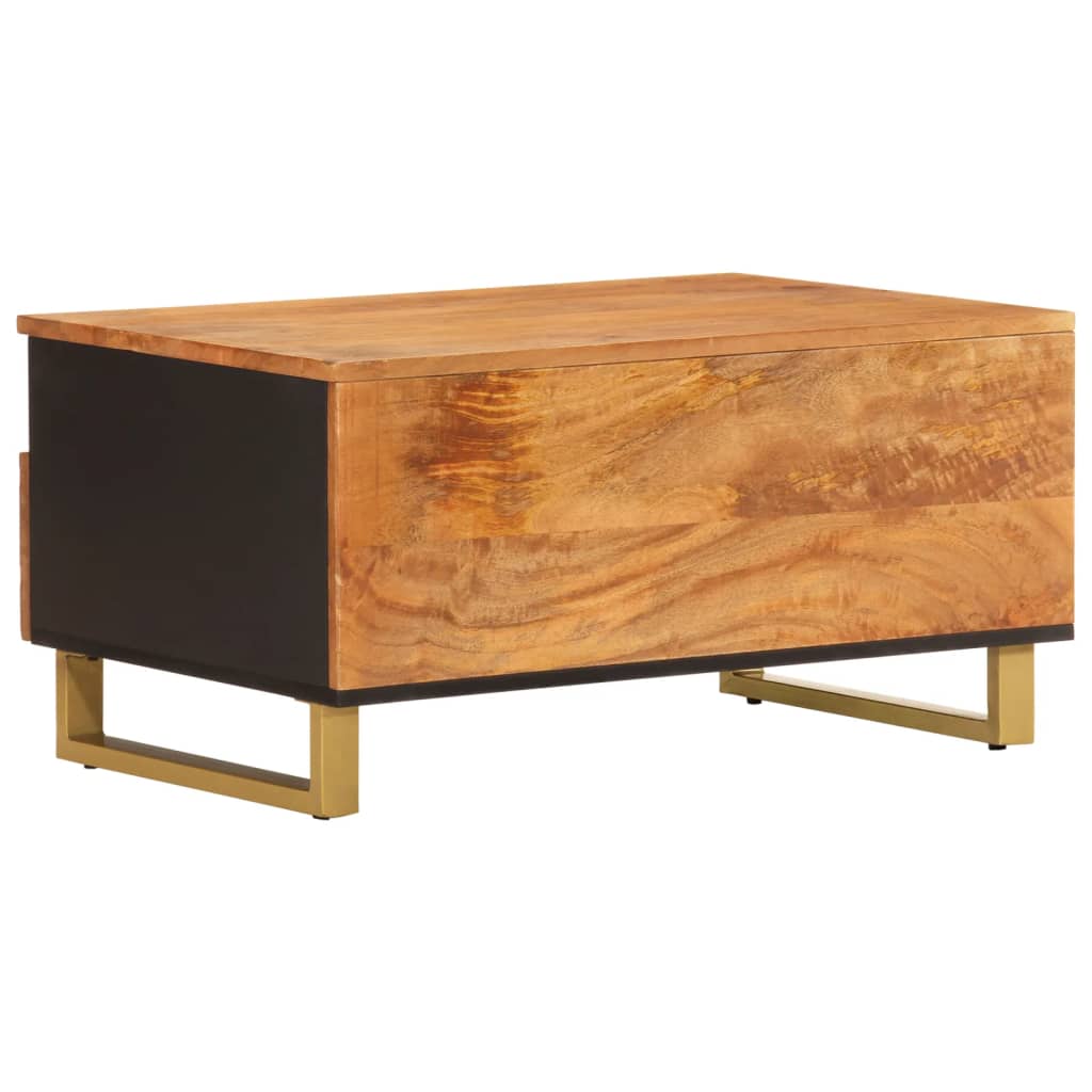 Table basse marron et noir 80x54x40 cm en bois de manguier massif