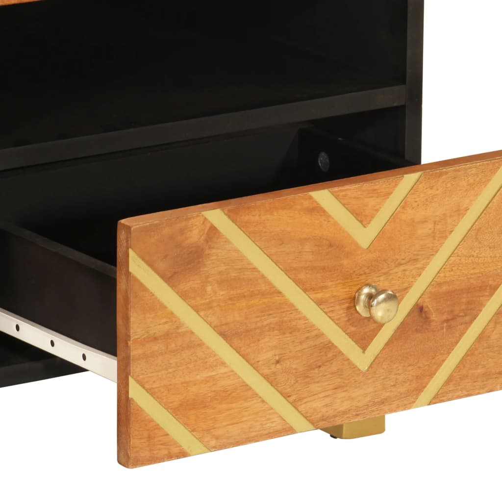 Table basse marron et noir 80x54x40 cm en bois de manguier massif