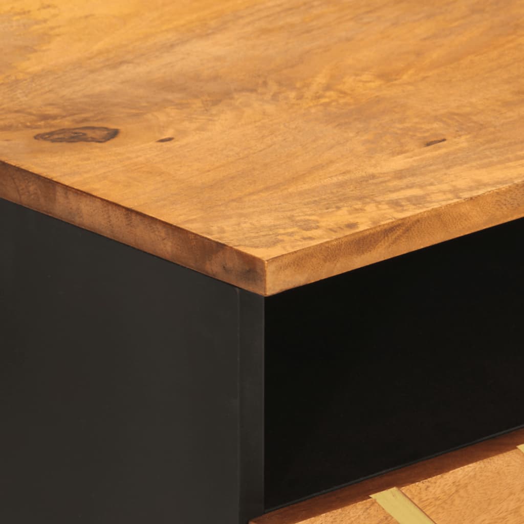 Table basse marron et noir 80x54x40 cm en bois de manguier massif
