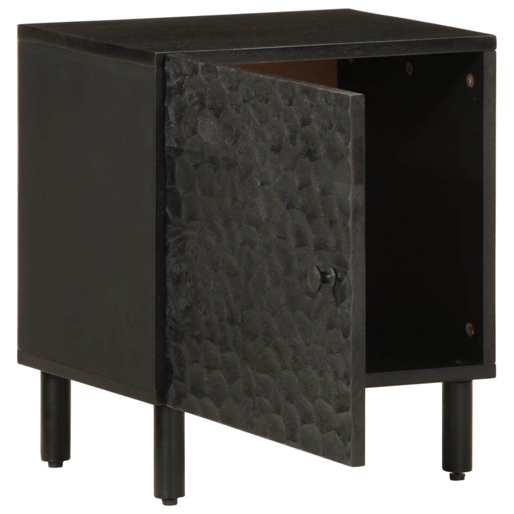 Bedside Table Black 40x33x46 cm Solid Mango Wood