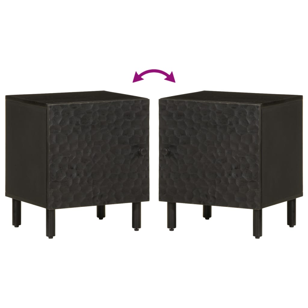 Bedside Table Black 40x33x46 cm Solid Mango Wood