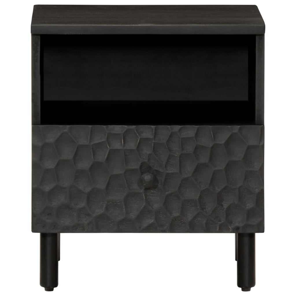 Bedside Table Black 40x33x46 cm Solid Mango Wood
