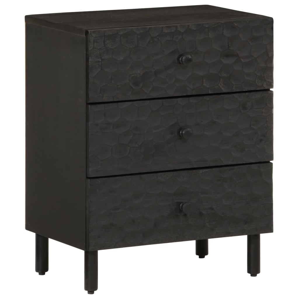 Bedside table black 50x33x60 cm solid mango wood