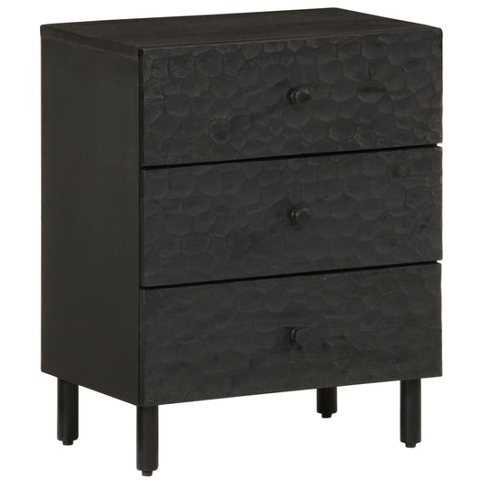Bedside table black 50x33x60 cm solid mango wood