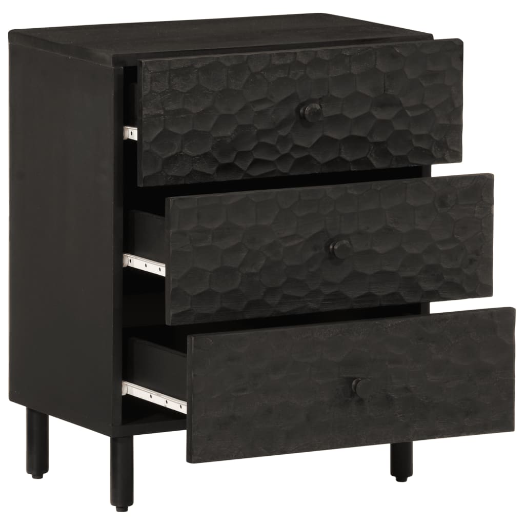 Bedside table black 50x33x60 cm solid mango wood