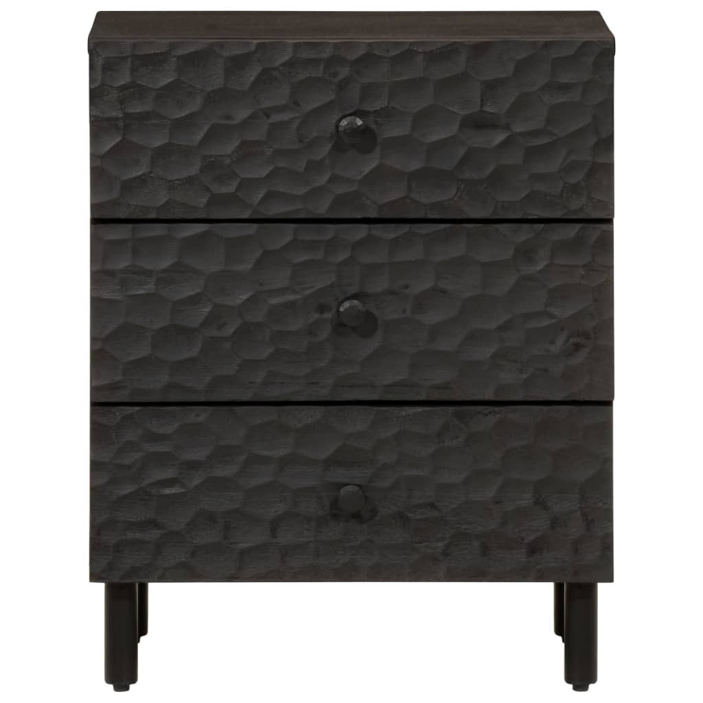 Bedside table black 50x33x60 cm solid mango wood