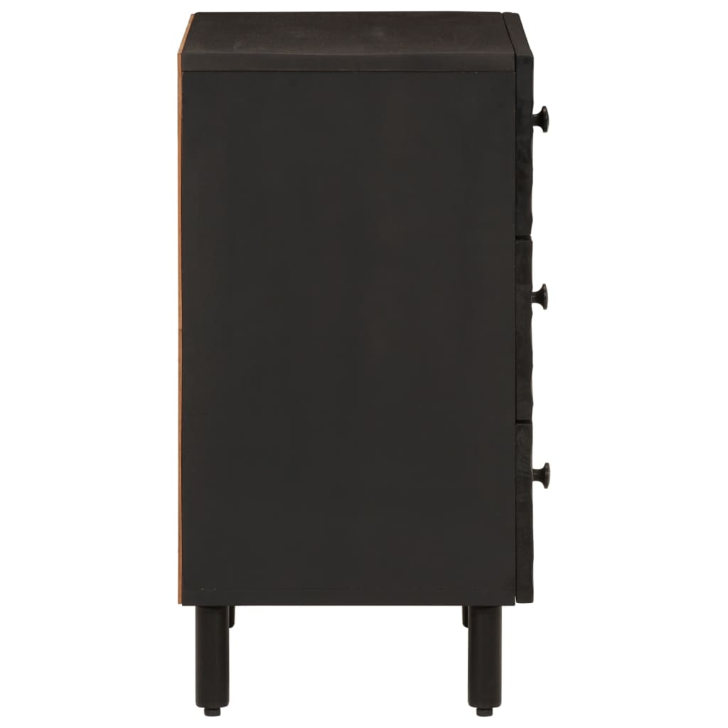Bedside table black 50x33x60 cm solid mango wood