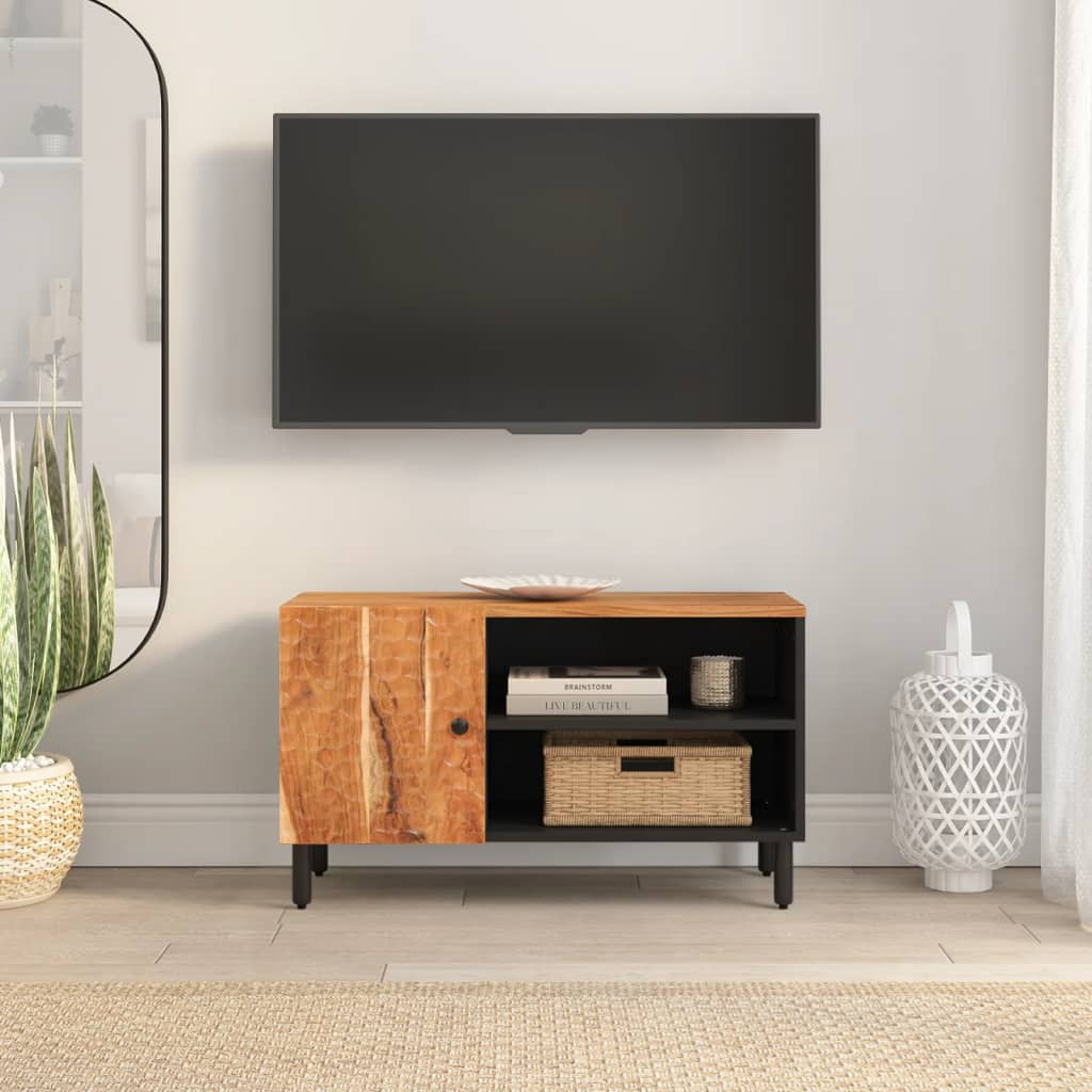 Meuble TV 80x33x46 cm en bois d'acacia massif