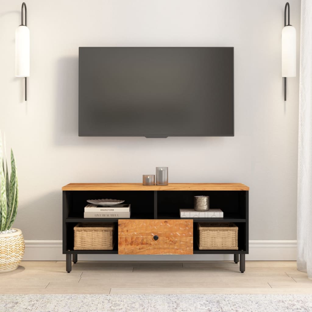 Meuble TV 100x33x46 cm en bois d'acacia massif