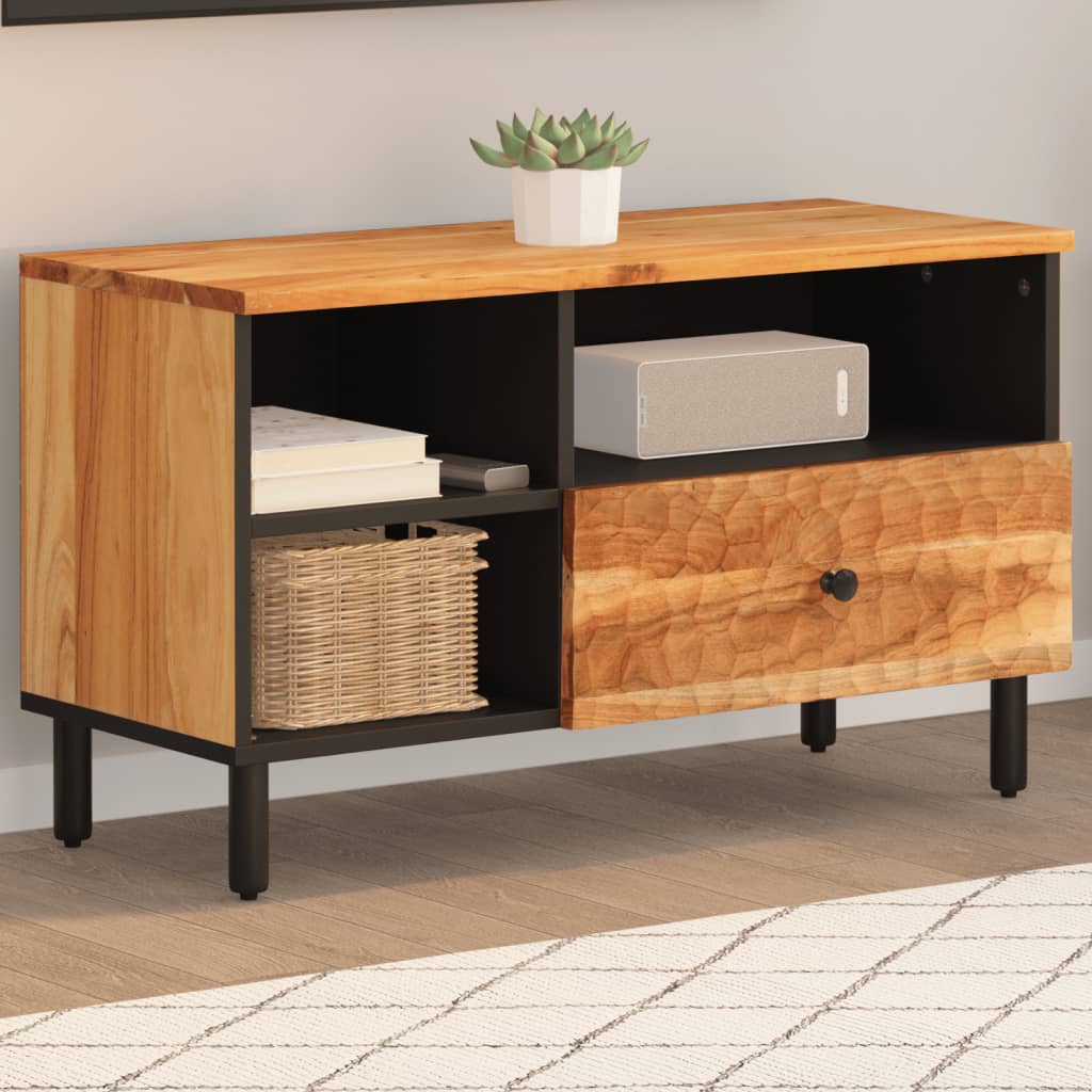 Meuble TV 80x33x46 cm en bois d'acacia massif