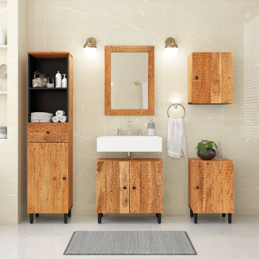 Meuble mural de salle de bain 38x33x48 cm en bois d'acacia massif