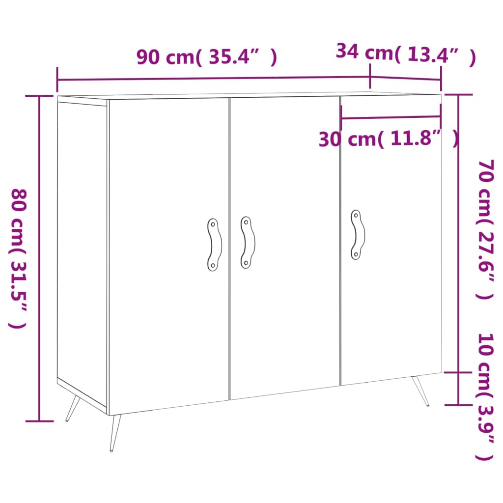 Sideboard Betongrau 90x34x80 cm Holzwerkstoff