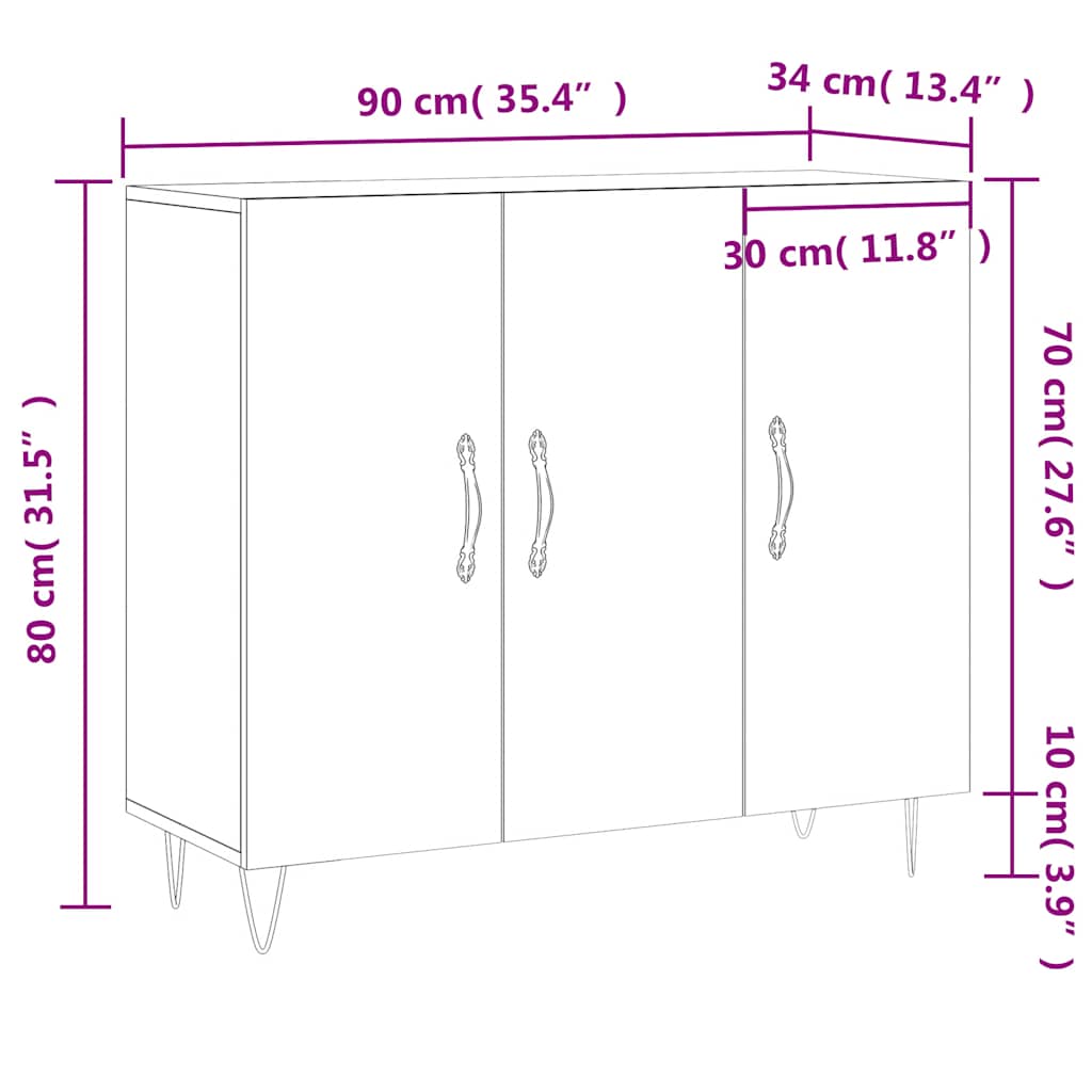 Sideboard Räuchereiche 90x34x80 cm Holzwerkstoff