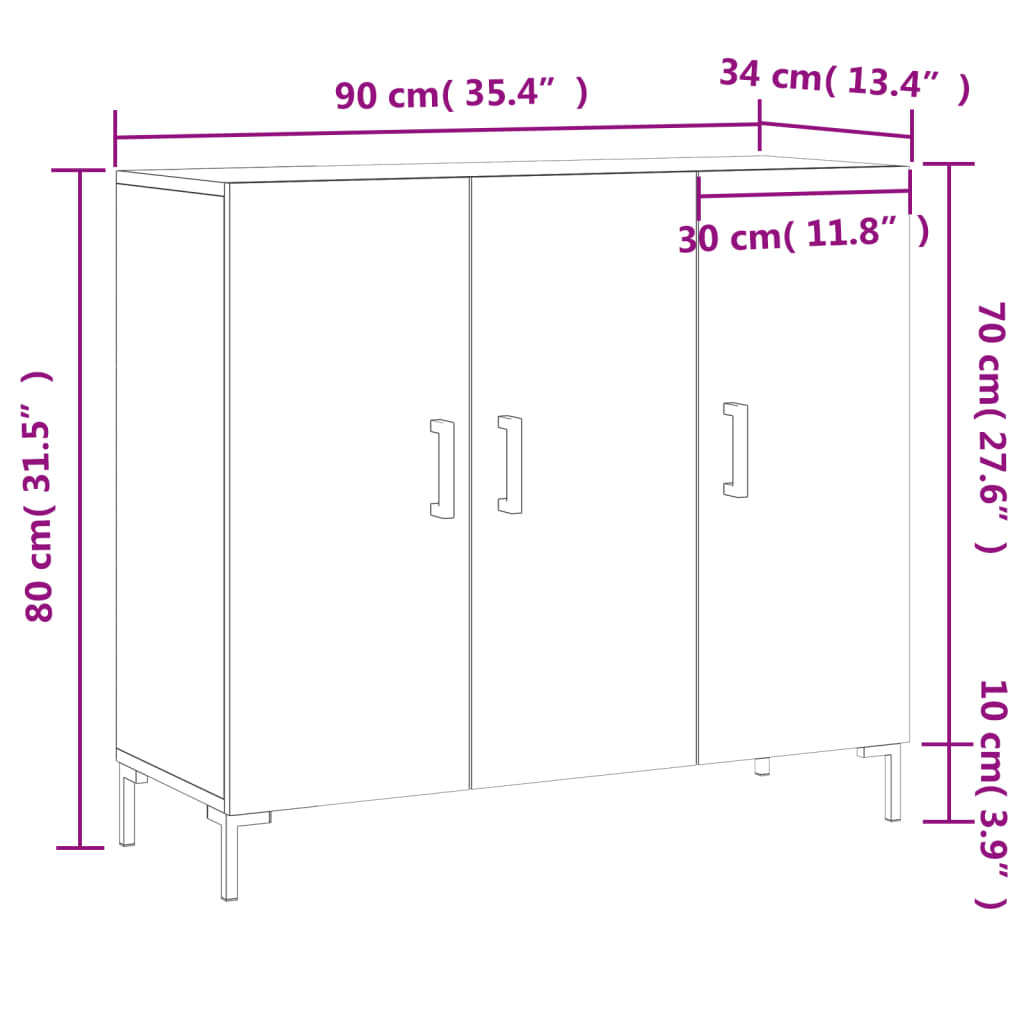 Sideboard Sonoma-Eiche 90x34x80 cm Holzwerkstoff