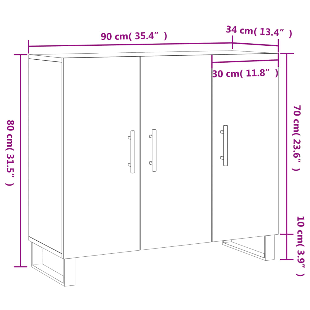 Sideboard Weiß 90x34x80 cm Holzwerkstoff