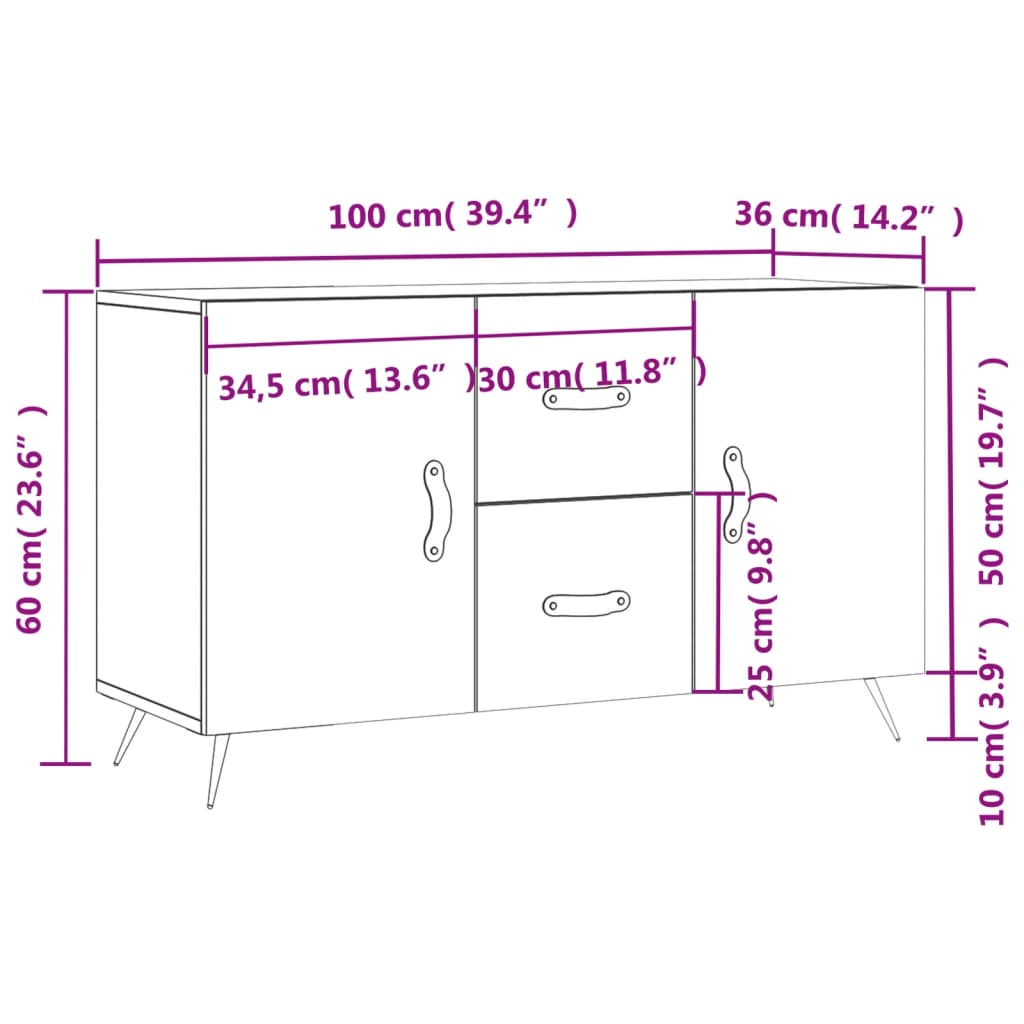 Sideboard Räuchereiche 100x36x60 cm Holzwerkstoff