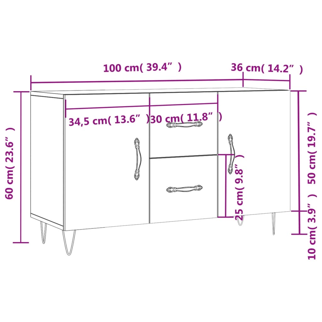 Sideboard Weiß 100x36x60 cm Holzwerkstoff