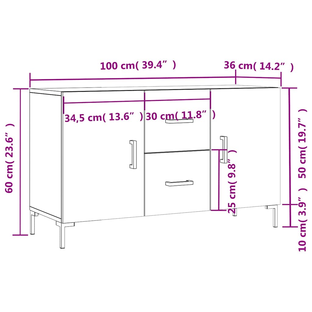 Sideboard Weiß 100x36x60 cm Holzwerkstoff