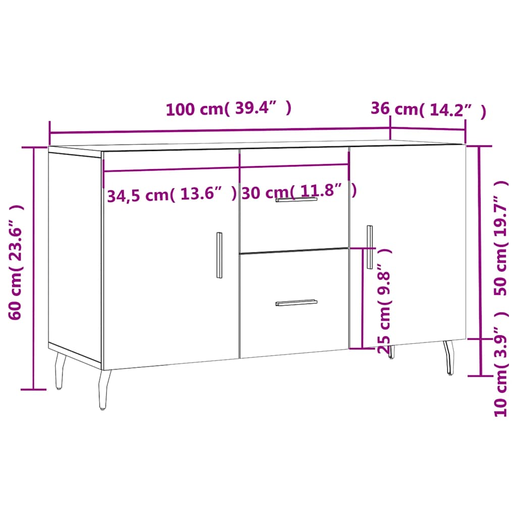 Sideboard Räuchereiche 100x36x60 cm Holzwerkstoff