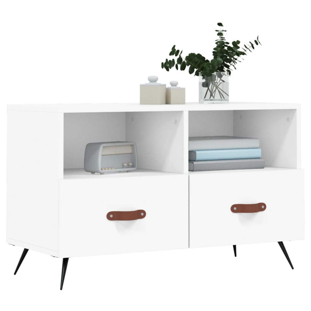 Meuble TV blanc 80x36x50 cm en bois