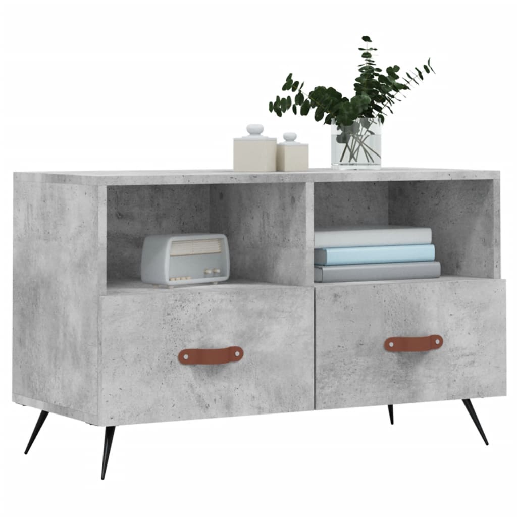 Meuble TV gris béton 80x36x50 cm en bois