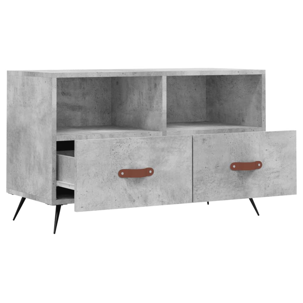 Meuble TV gris béton 80x36x50 cm en bois