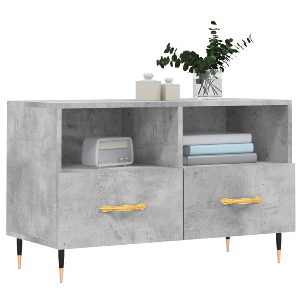 Meuble TV gris béton 80x36x50 cm en bois