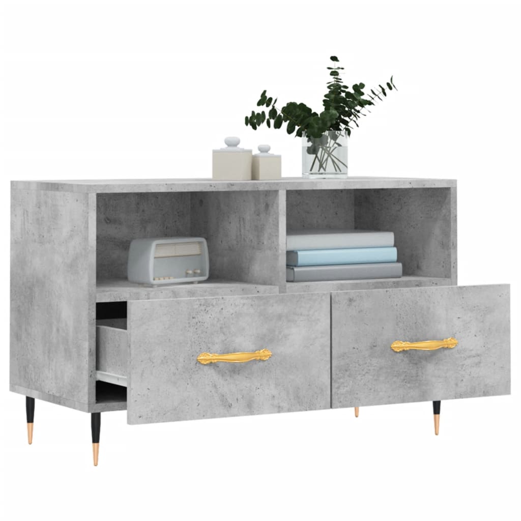 Meuble TV gris béton 80x36x50 cm en bois