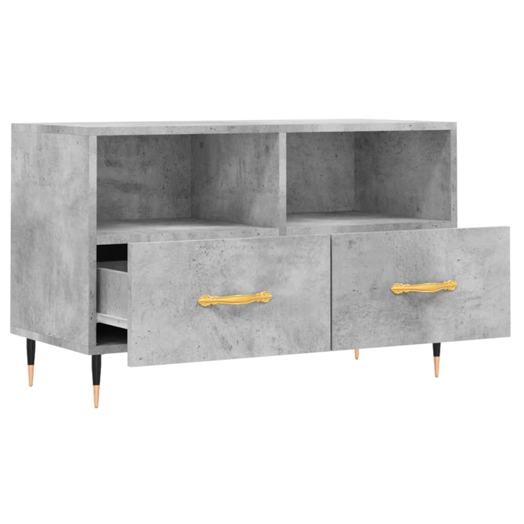 Meuble TV gris béton 80x36x50 cm en bois