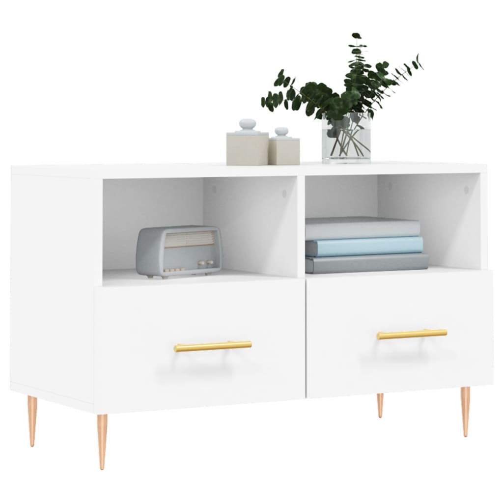 Meuble TV blanc 80x36x50 cm en bois