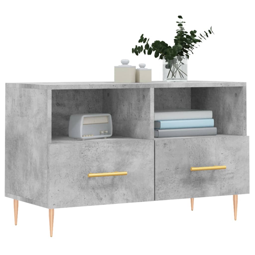 Meuble TV gris béton 80x36x50 cm en bois