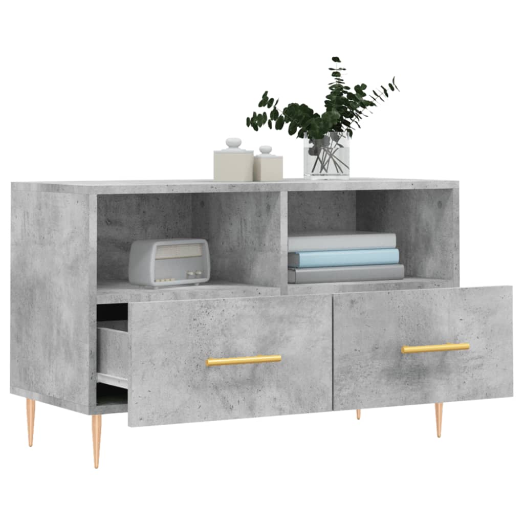 Meuble TV gris béton 80x36x50 cm en bois