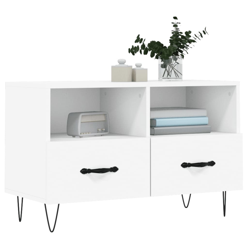 Meuble TV blanc 80x36x50 cm en bois