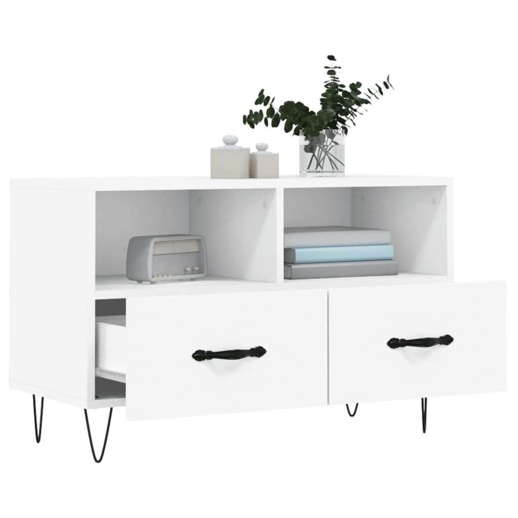 Meuble TV blanc 80x36x50 cm en bois