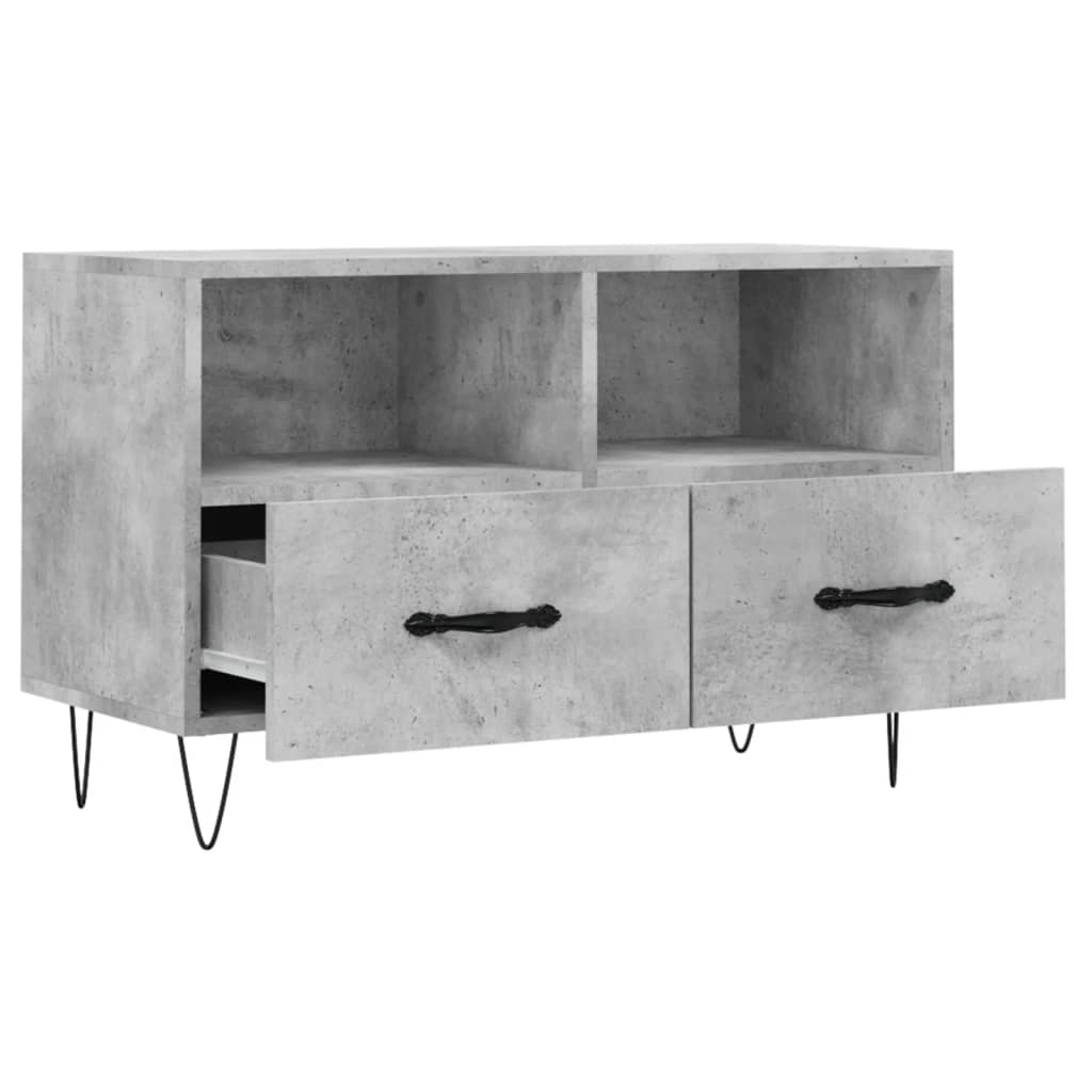 Meuble TV gris béton 80x36x50 cm en bois