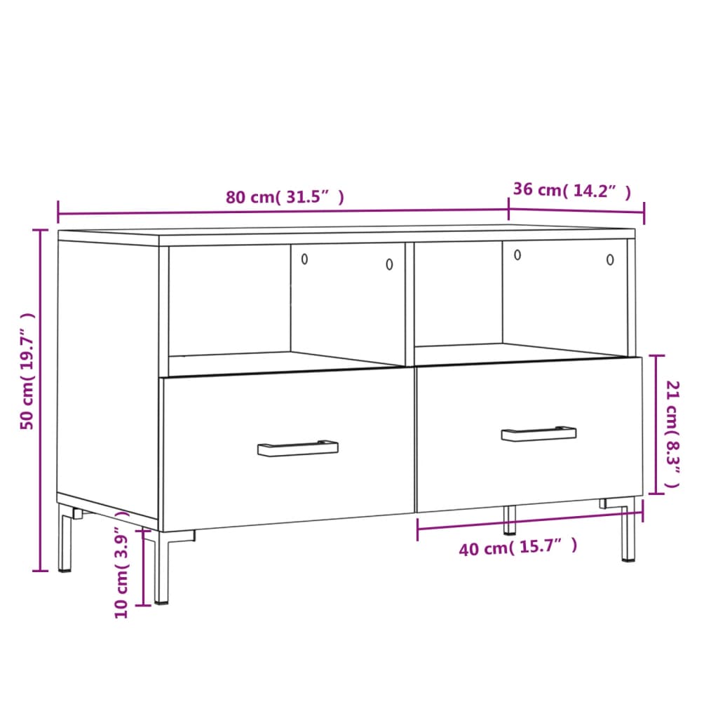 TV-Schrank Weiß 80x36x50 cm Holzwerkstoff
