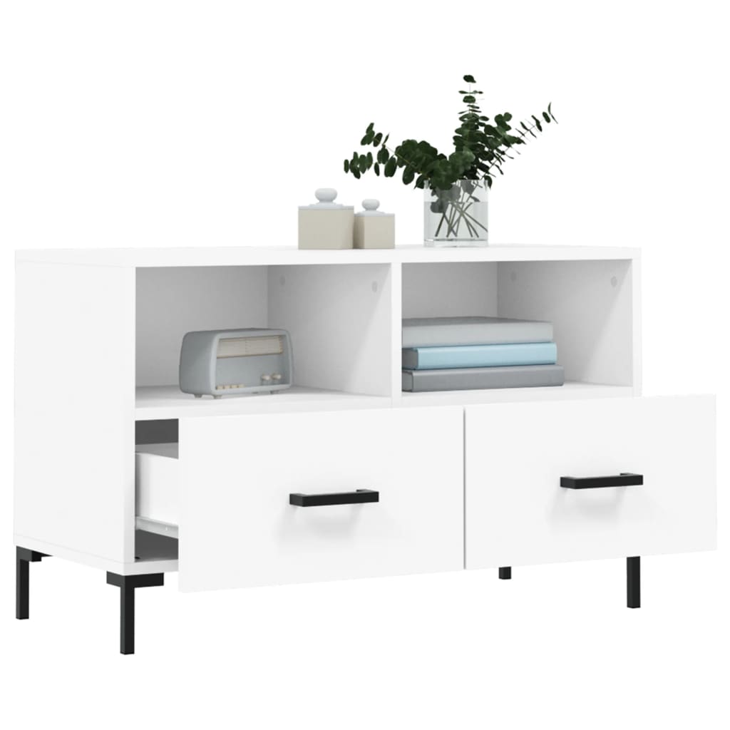 Meuble TV blanc 80x36x50 cm en bois