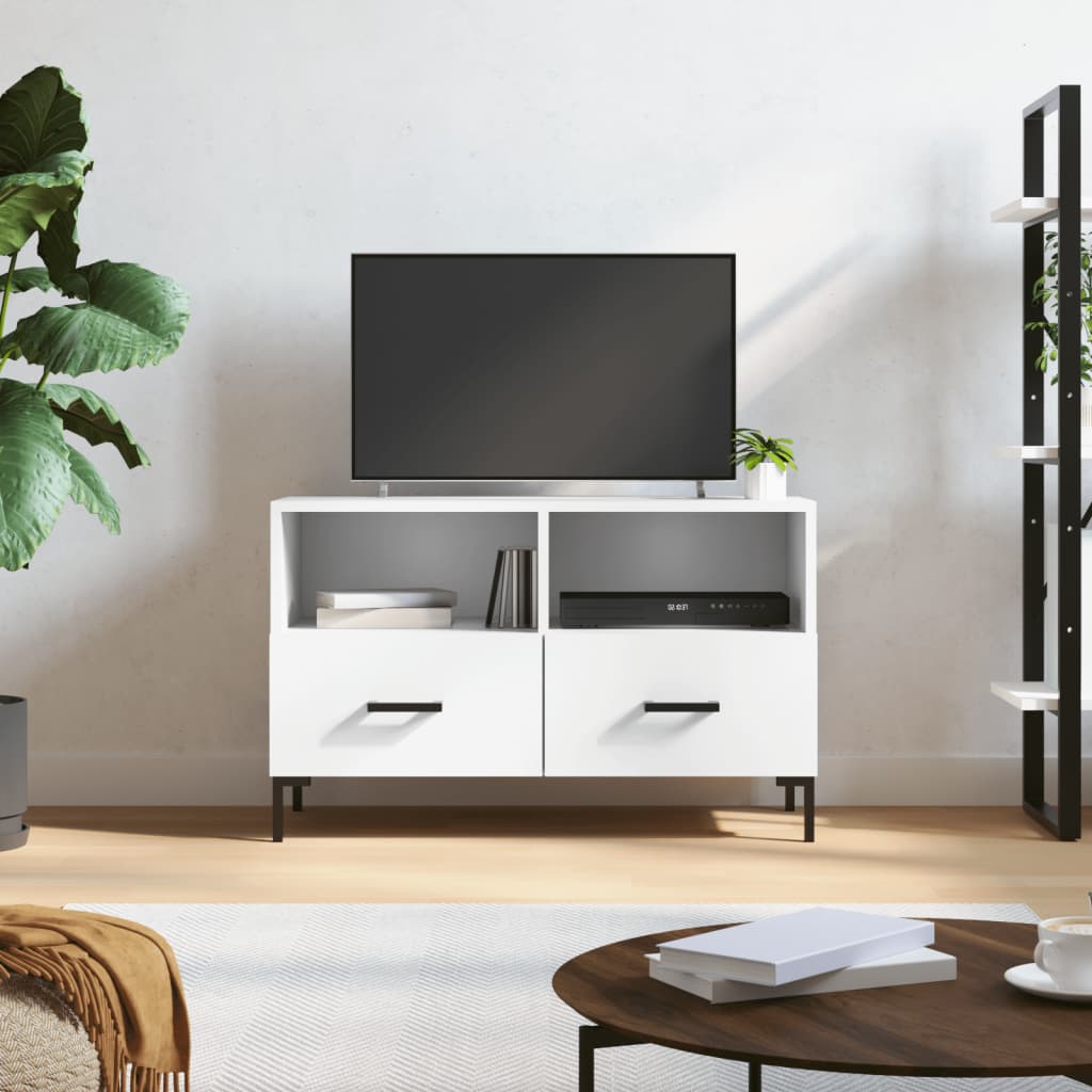 Meuble TV blanc 80x36x50 cm en bois