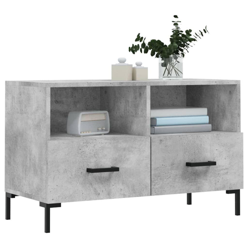 Meuble TV gris béton 80x36x50 cm en bois