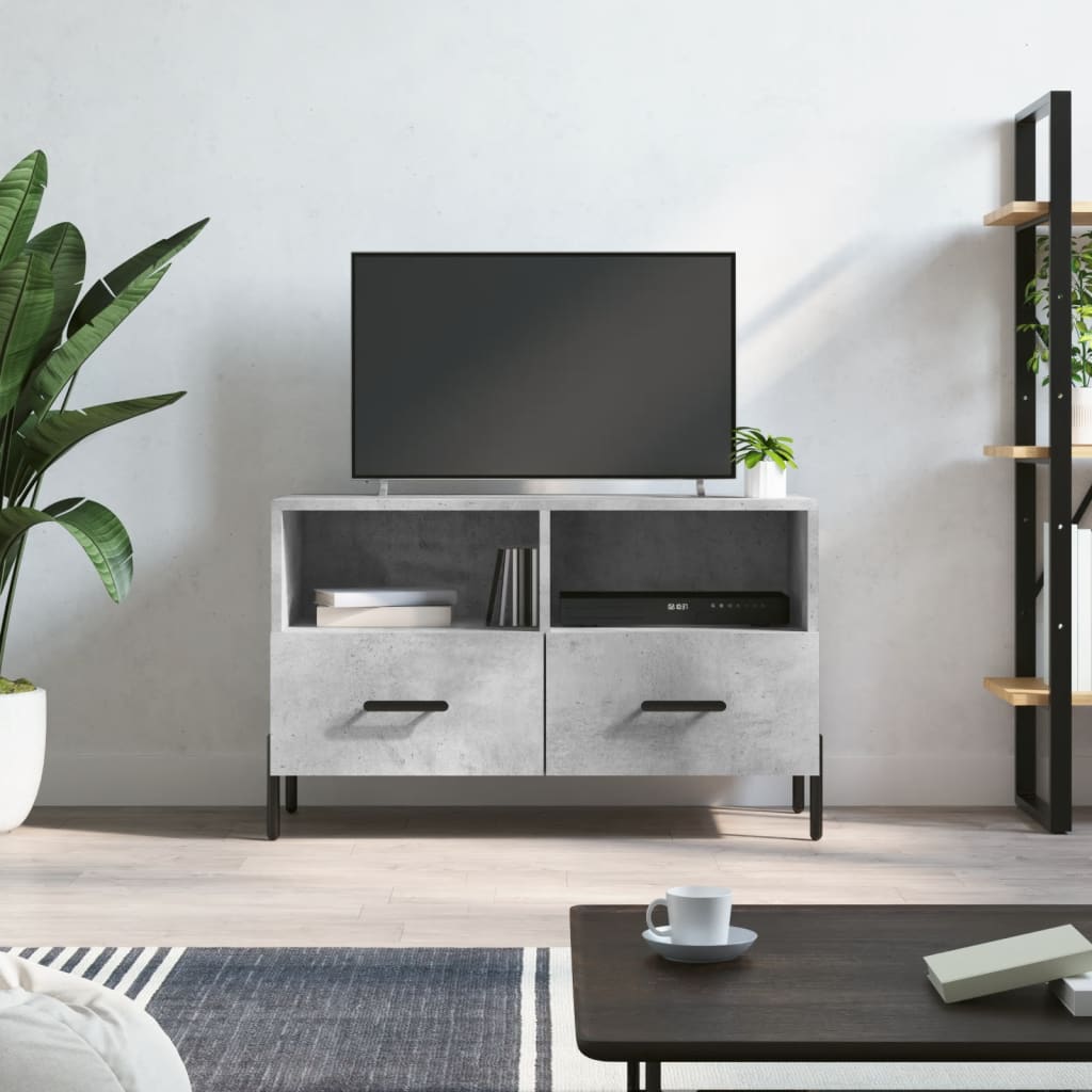 Meuble TV gris béton 80x36x50 cm en bois