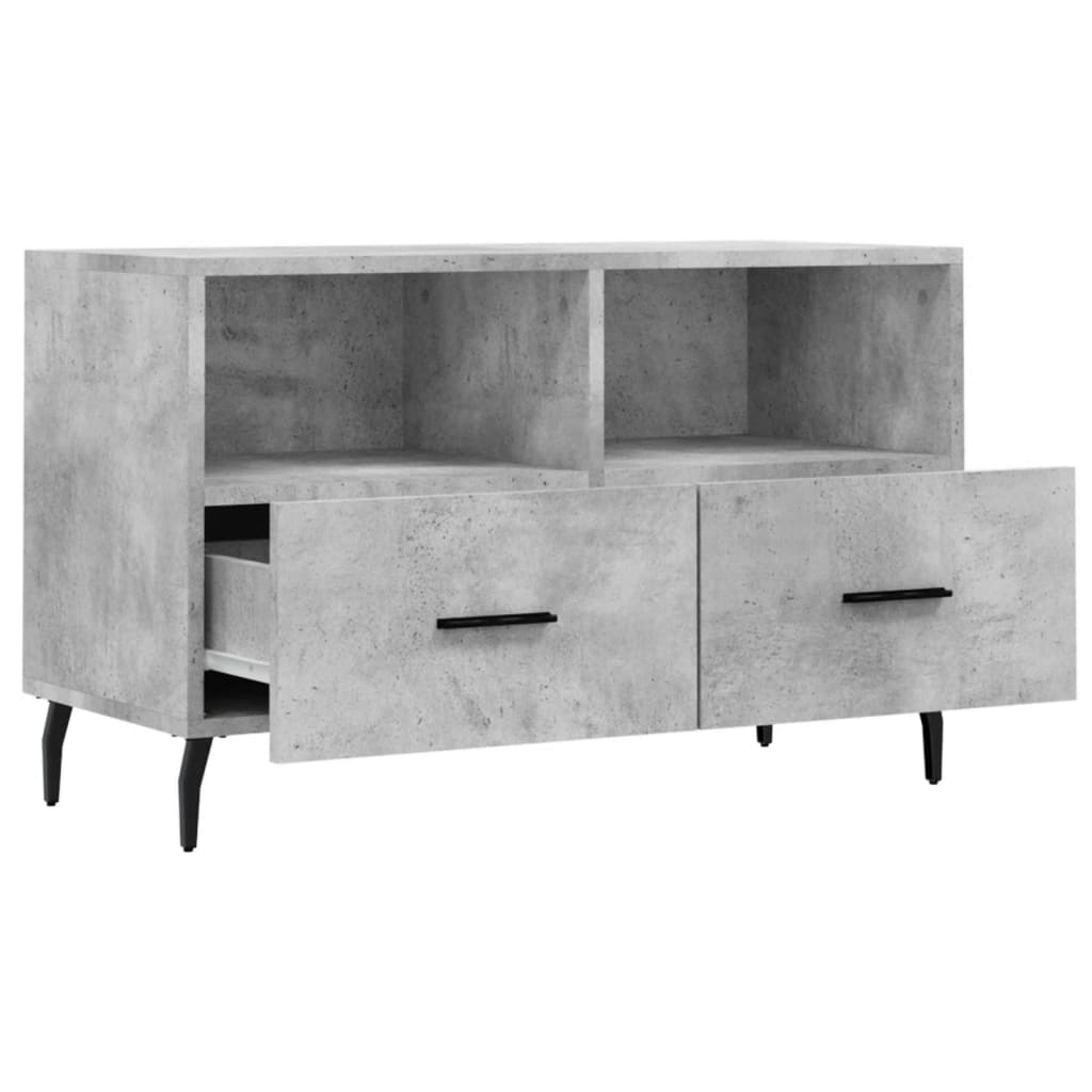 Meuble TV gris béton 80x36x50 cm en bois