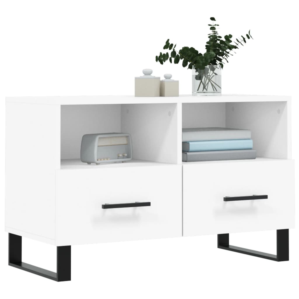 Meuble TV blanc 80x36x50 cm en bois