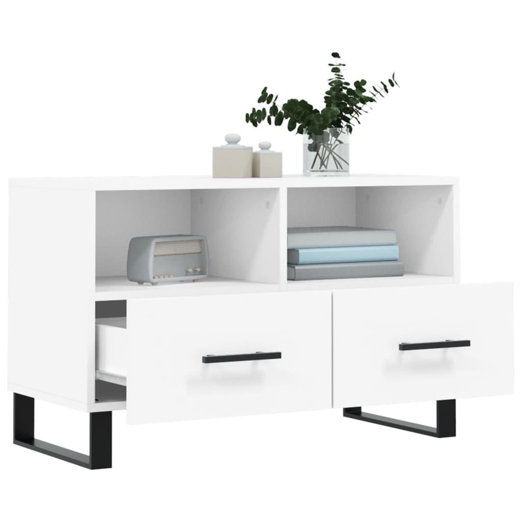 Meuble TV blanc 80x36x50 cm en bois