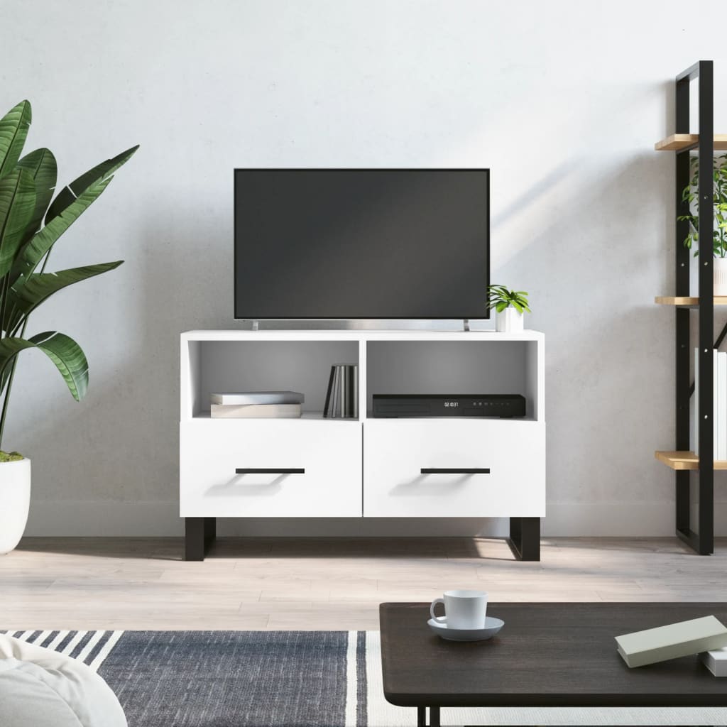 Meuble TV blanc 80x36x50 cm en bois